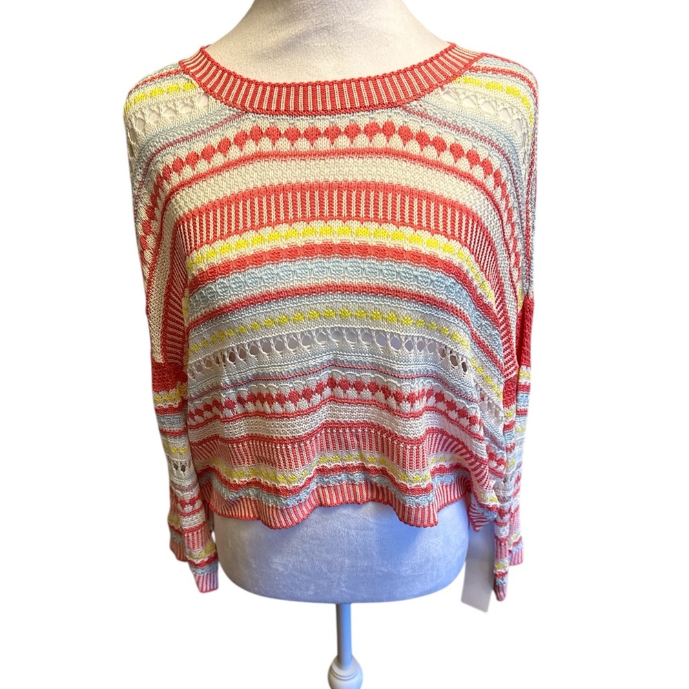 Striped Multicolor oversized open knit Sweater